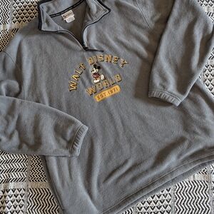 Disney Men's Charcoal Zip-Up Sweater with Mickey Design